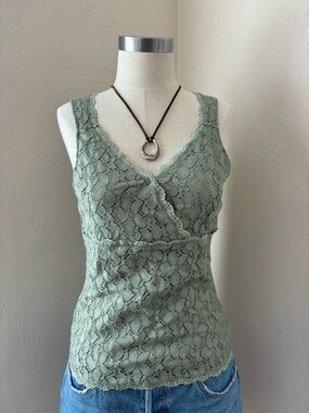 Merona Sage Green Lace V-Neck Tank